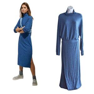 Anthropologie SATURDAY SUNDAY Blue Mariah Sporty Fem Midi Sweater Dress Size L